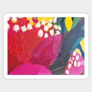 Green and Hot Pink Abstract Design Sticker